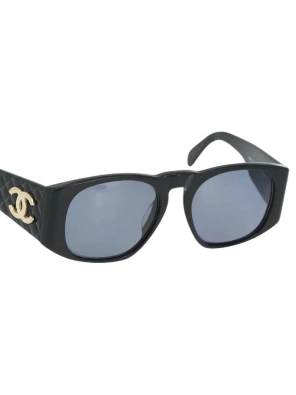 CHANEL Sunglasses plastic Black CC Auth YKZ400